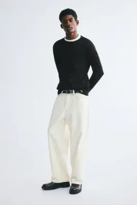 T-shirt à manches longues Slim Fit en coton - Noir — photo 1