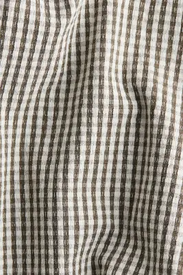 Blouse à manches bouffantes avec liens à nouer - Taupe foncé/carreaux blancs — photo 4