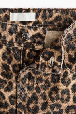 Wide High Waist Ankle Jeans - Beige/imprimé léopard — photo 5