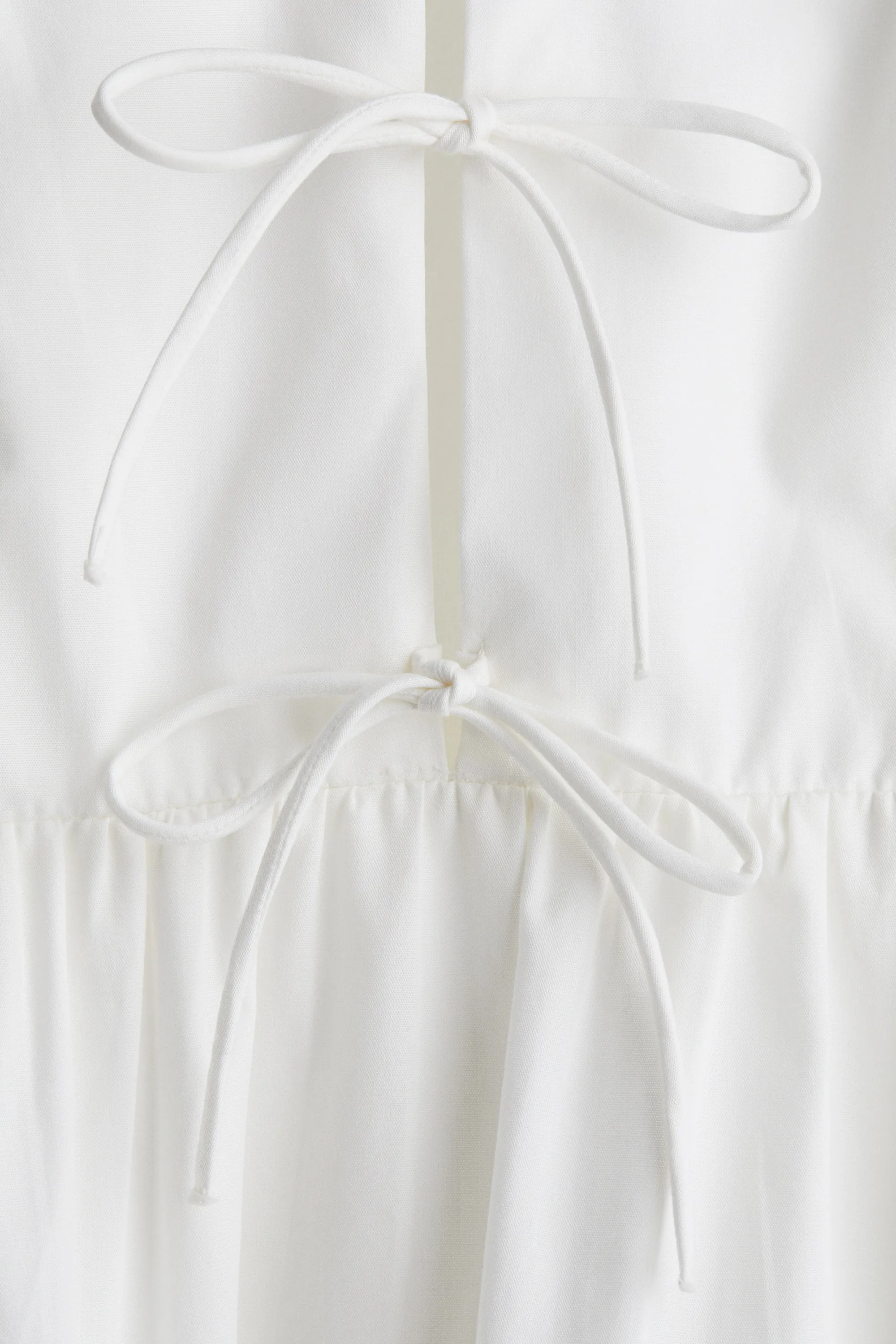 Robe en popeline avec détails noués - Blanc