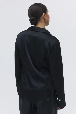 Chemise ajustée en twill - Noir — photo 2