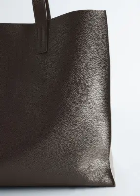 Tote bag en cuir - Brun foncé mat — photo 2