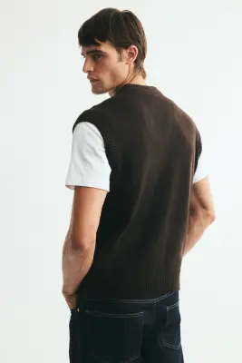 Pull sans manches Relaxed Fit - Marron foncé — photo 3