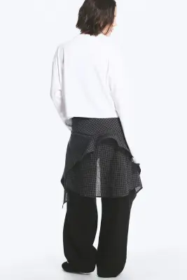 T-shirt oversize court à manches longues - Blanc — photo 2