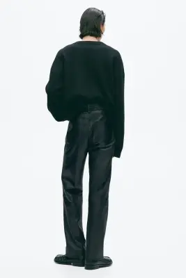 Pantalon Regular Fit en cuir - Noir — photo 2