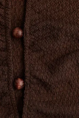 Robe ruchée avec perles fantaisie - Marron foncé — photo 2