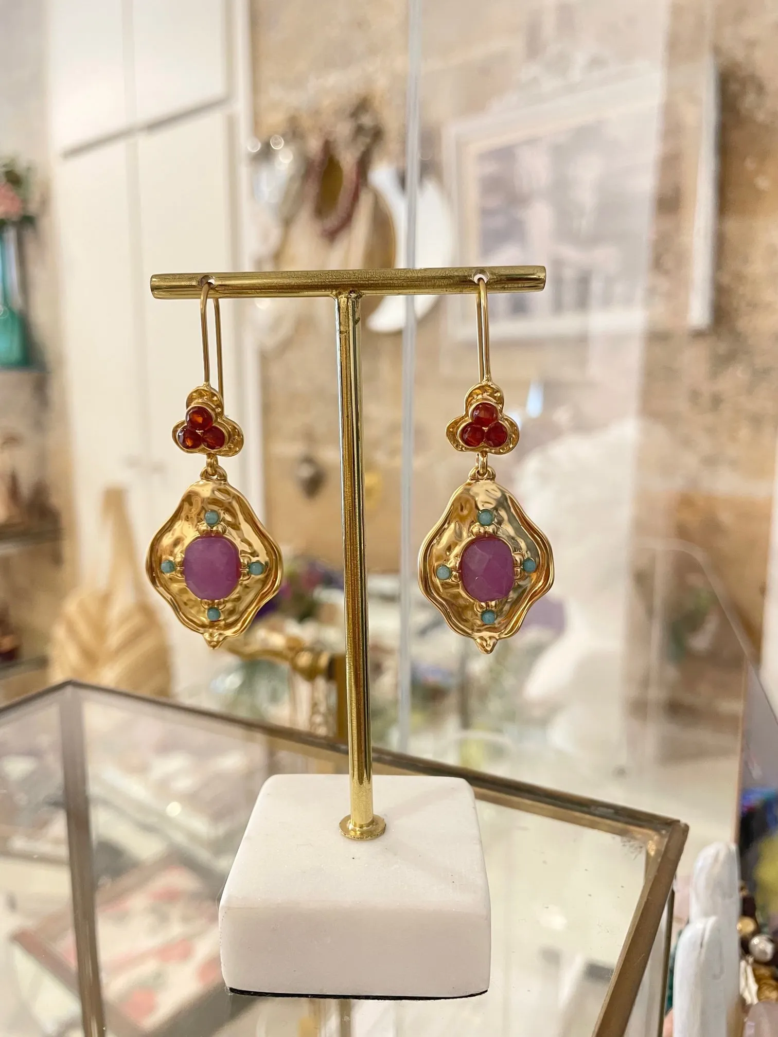 Nouveau ! ALHAJA Boucles d'oreilles Pitiusa Lilas