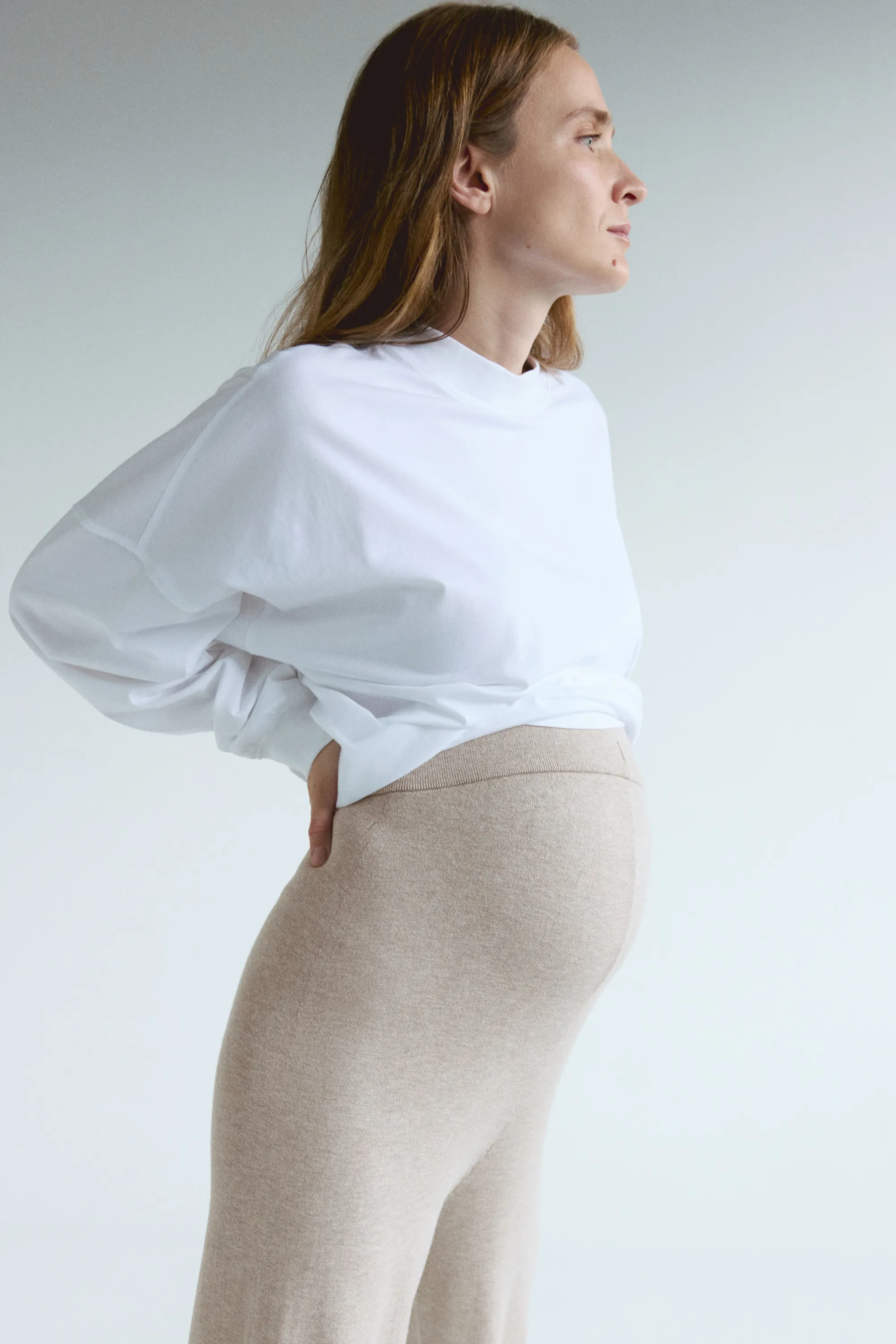 MAMA Pantalon en maille - Beige clair chiné