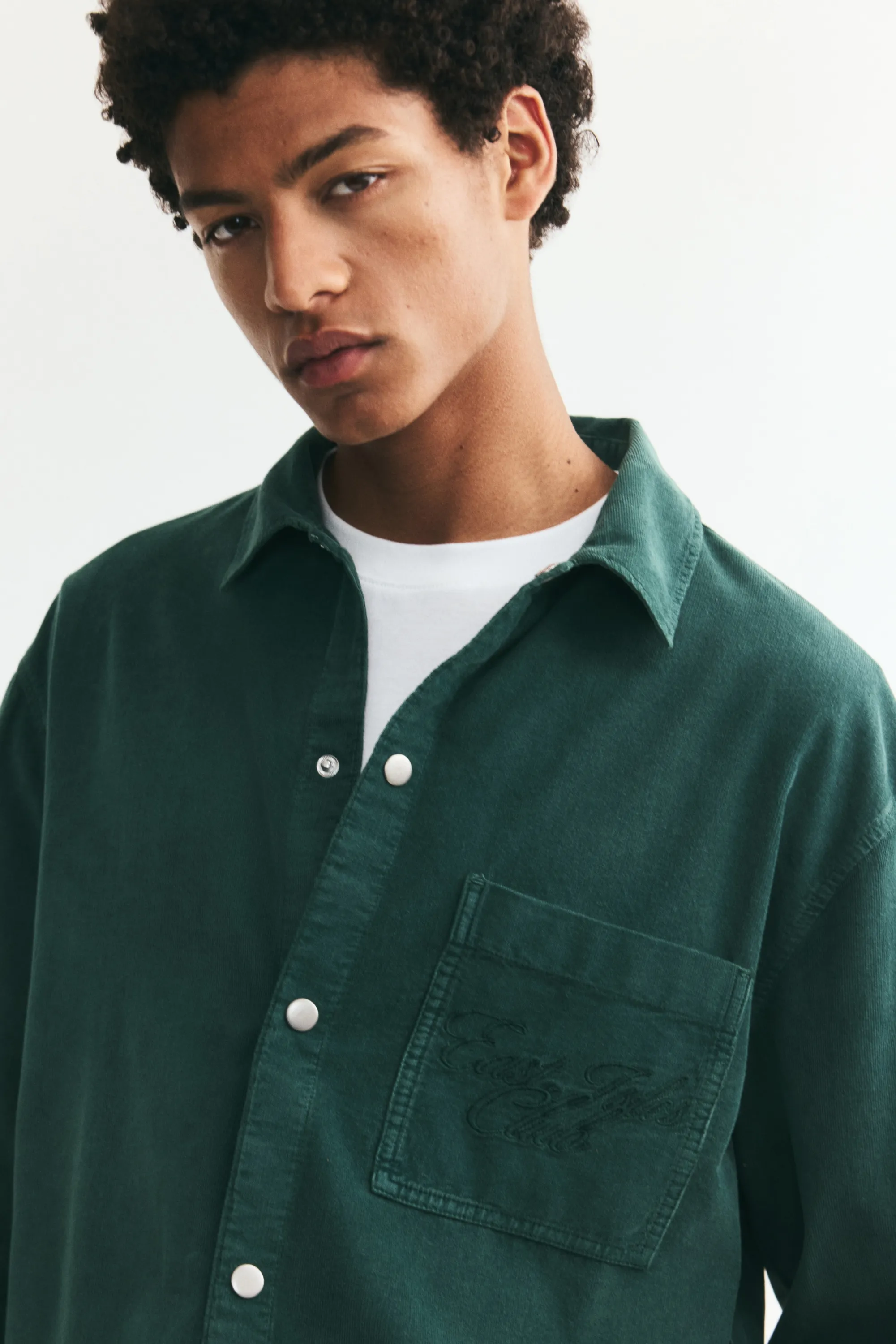 Chemise Relaxed Fit en velours côtelé - Vert foncé
