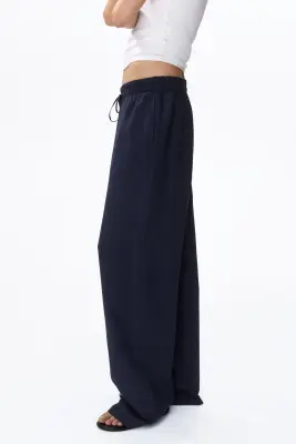 Pantalon en lin mélangé - Bleu marine — photo 3