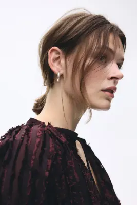 Blouse en tissu jacquard - Violet prune foncé — photo 1