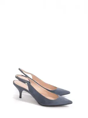 Escarpins à petit talon en suède bleu gris bout pointu Prix boutique 700€ Taille 37 — photo 1