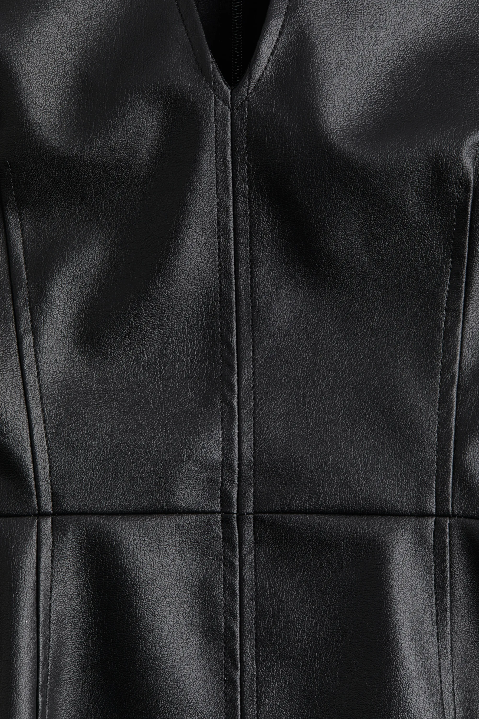 Robe midi en tissu enduit - Noir