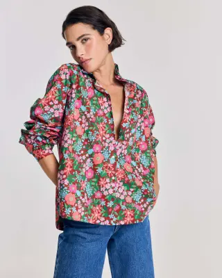 Chemise Leonor imprimé Liberty rose et bordeaux — photo 1