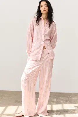 Chemise en crêpe - Rose/rayé — photo 2