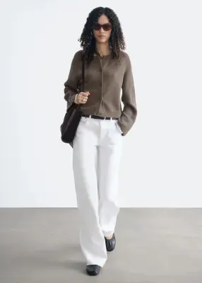 Cardigan décontracté en laine et coton - Taupe — photo 2