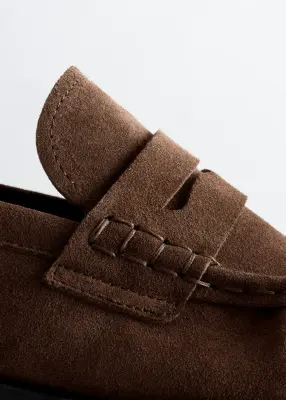 Mocassins en croûte de cuir suédé - Marron foncé — photo 3