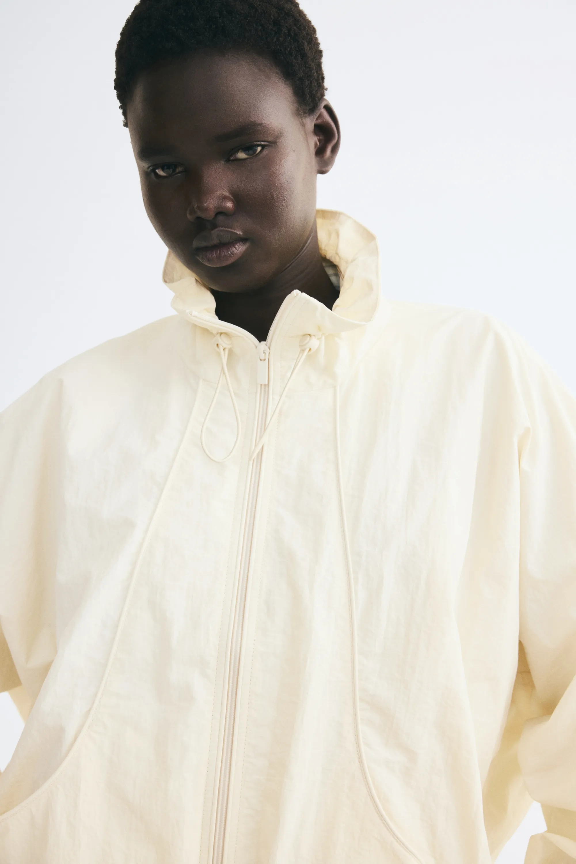 Veste oversize en nylon - Beige clair