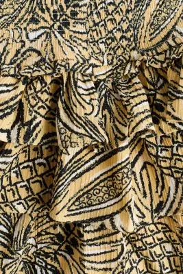 Mini jupe-short à étages en viscose - Beige/noir — photo 4