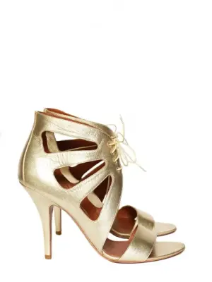 Sandales découpées à talons en cuir doré NEUVES Px boutique 600€ Taille 38 — photo 1