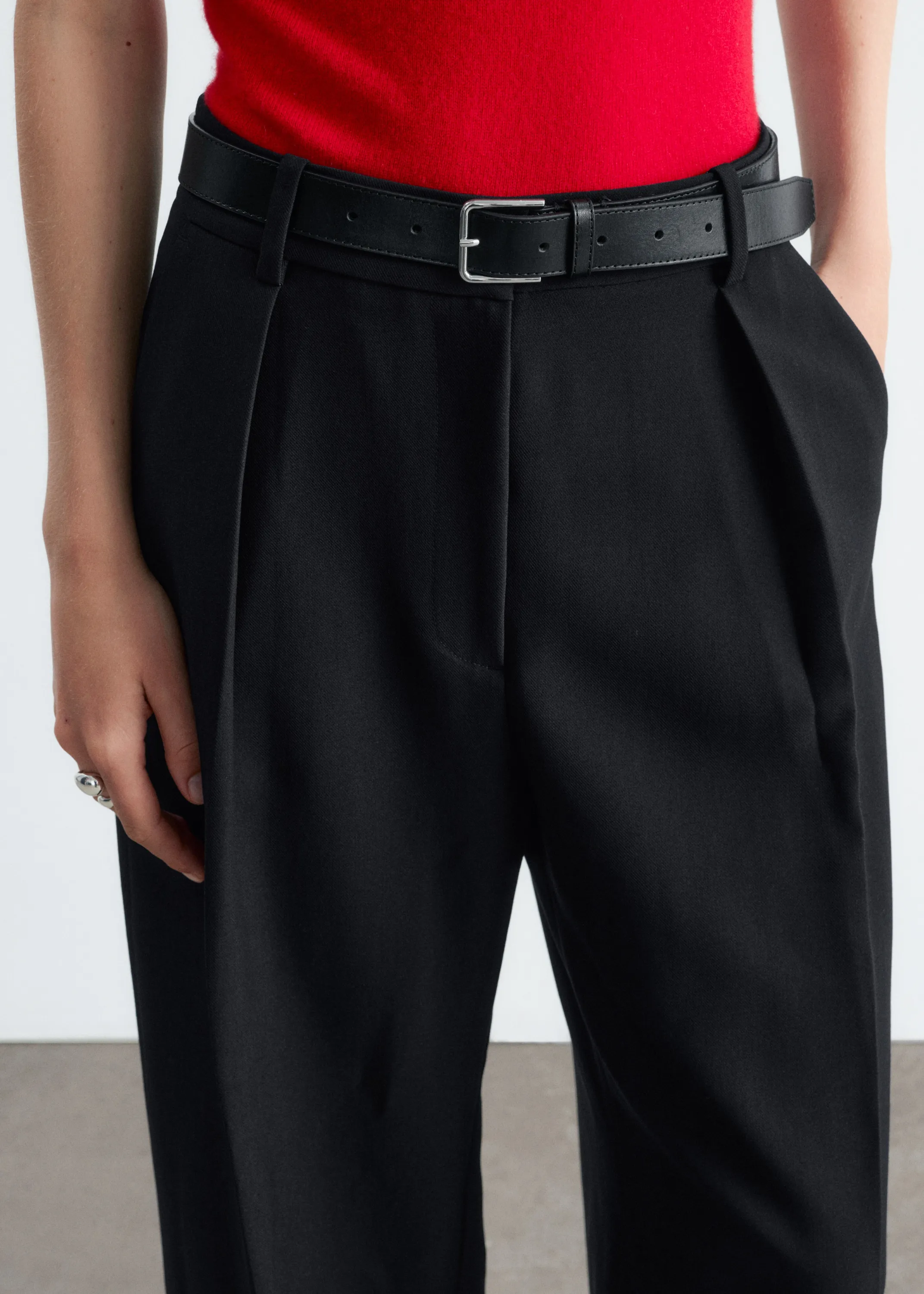 Pantalon court et plissé - Noir