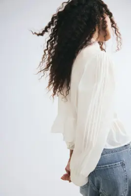 Blouse péplum en coton - Blanc — photo 2
