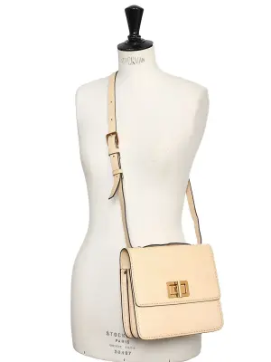 Sac à bandoulière LOUISE en cuir beige rosé fermoir doré Px boutique 1450€ — photo 5