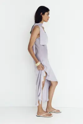 Robe à écharpe en satin - Lilas — photo 2
