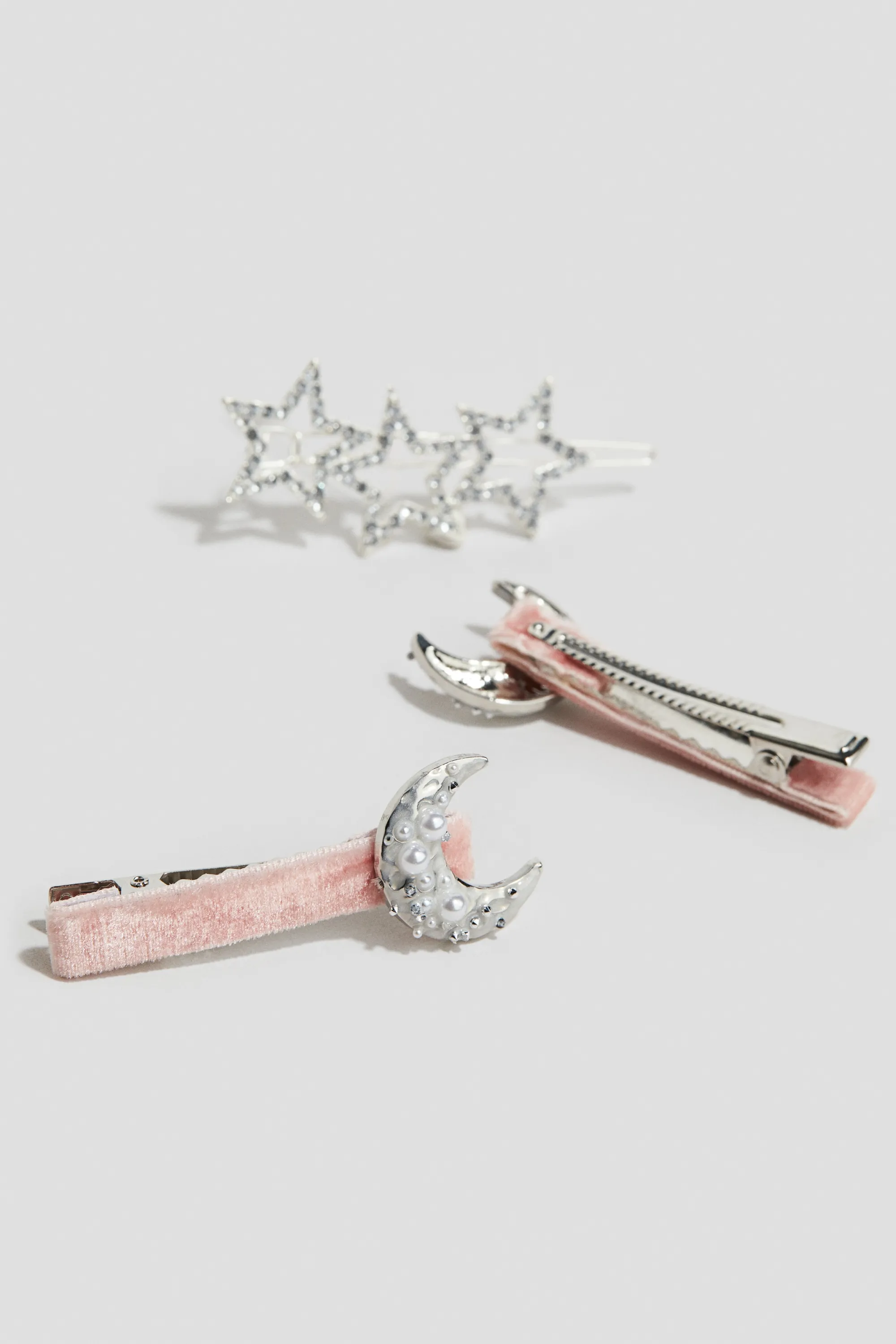 Lot de 3 barrettes - Argenté/rose clair