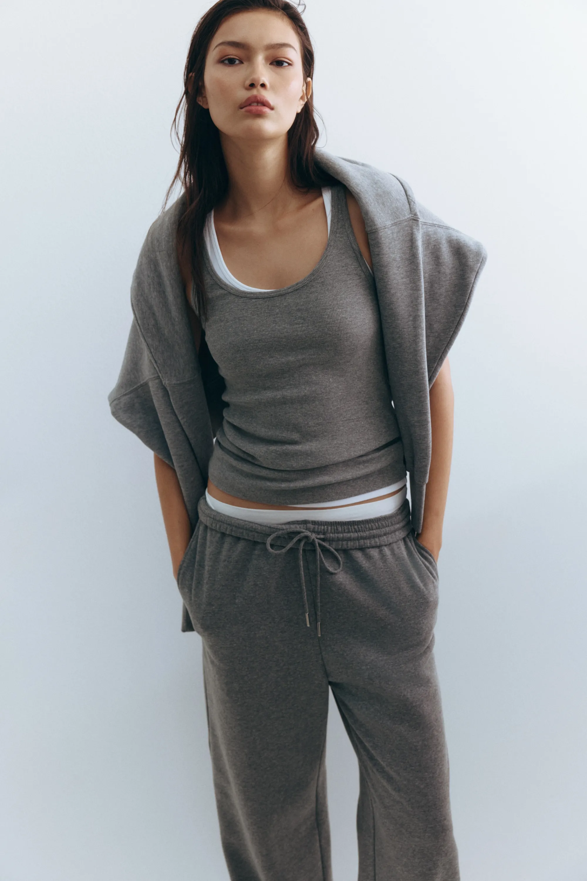 Pantalon en molleton - Gris chiné