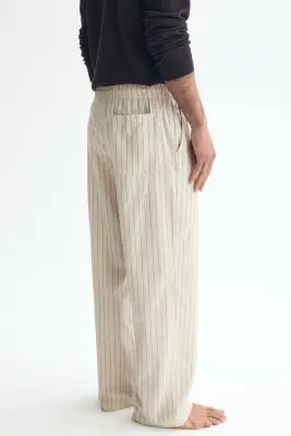 Pantalon Relaxed Fit en lin mélangé - Beige/rayé — photo 2
