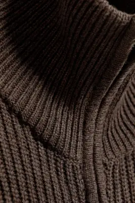Cardigan zippé à col montant décontracté - Marron chiné — photo 4