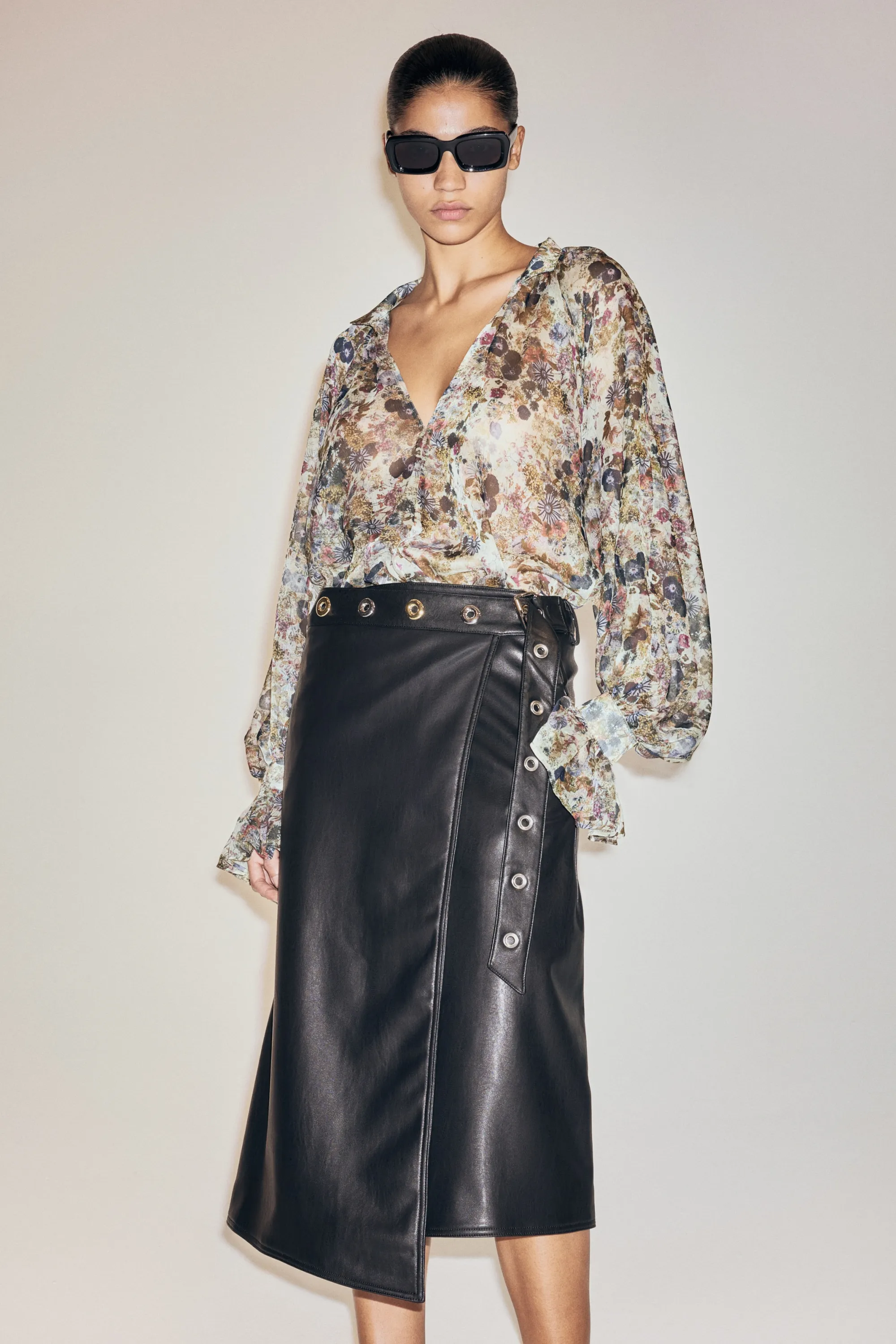 Blouse vaporeuse - Crème/fleuri