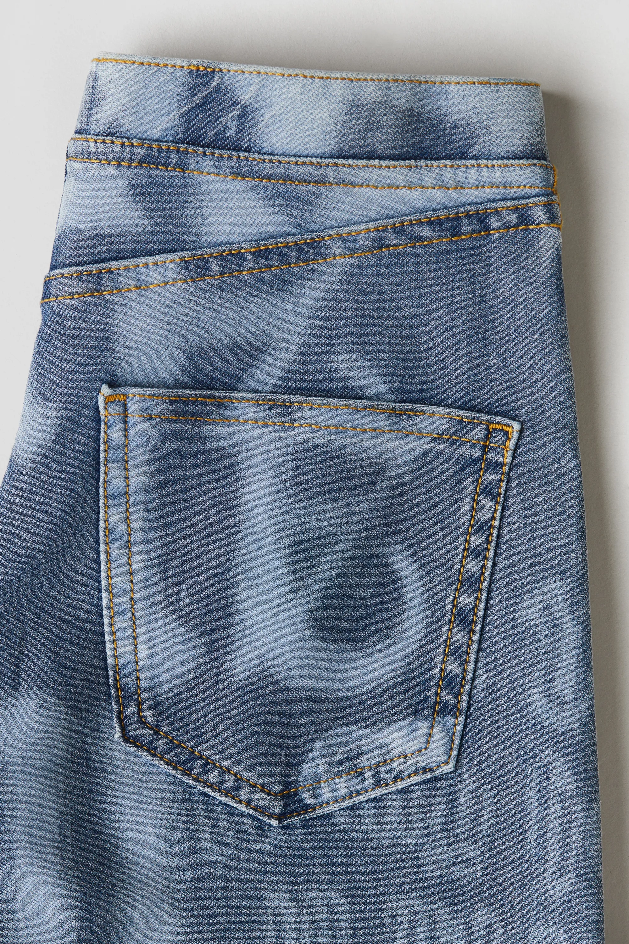 Pantalon large façon denim - Bleu denim/motif