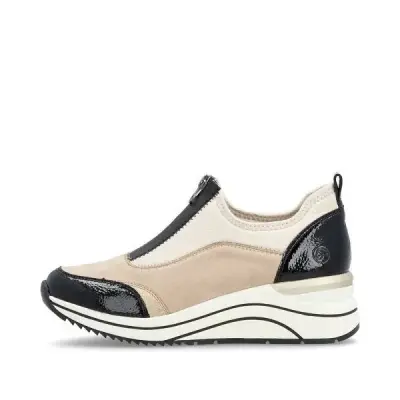 Baskets Remonte D0T08-60 Beige - Cuir Zip Grande Pointure Femme — photo 2