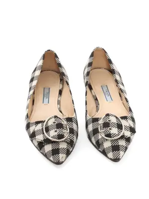 Ballerines bout pointu en laine à carreaux noir et blanc Prix boutique 830€ Taille 36 — photo 4