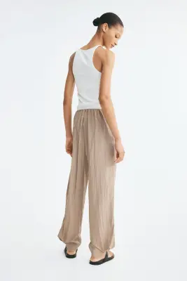 Pantalon à pinces en viscose mélangée - Taupe — photo 2