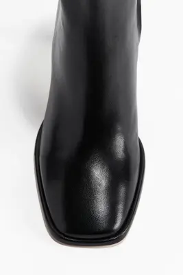Bottines à talon en cuir - Noir — photo 2