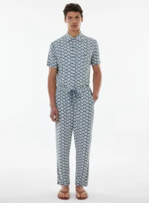 Pantalon Bleu en Lin / Elasthanne