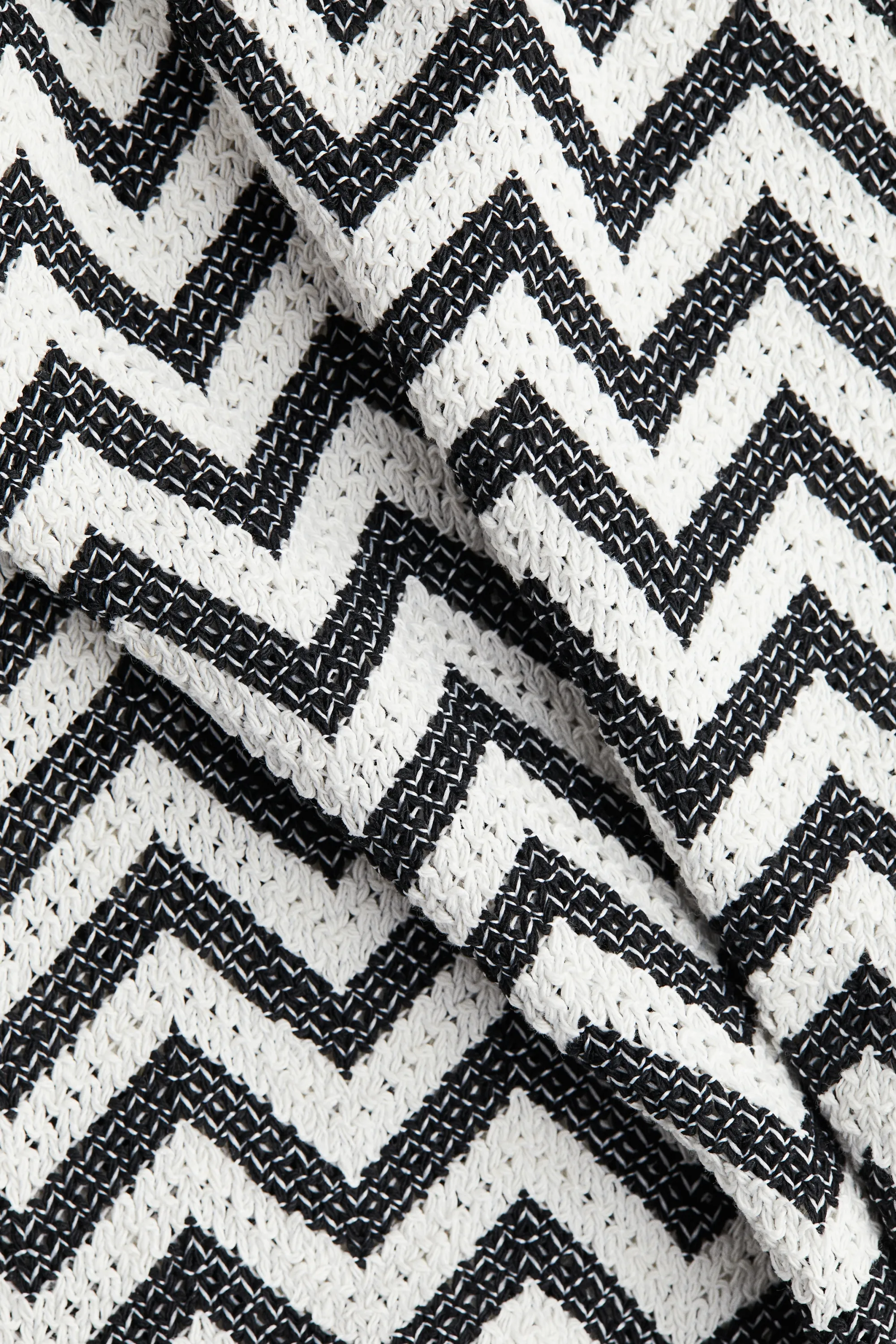 Pantalon large en maille jacquard - Noir/motif zigzag