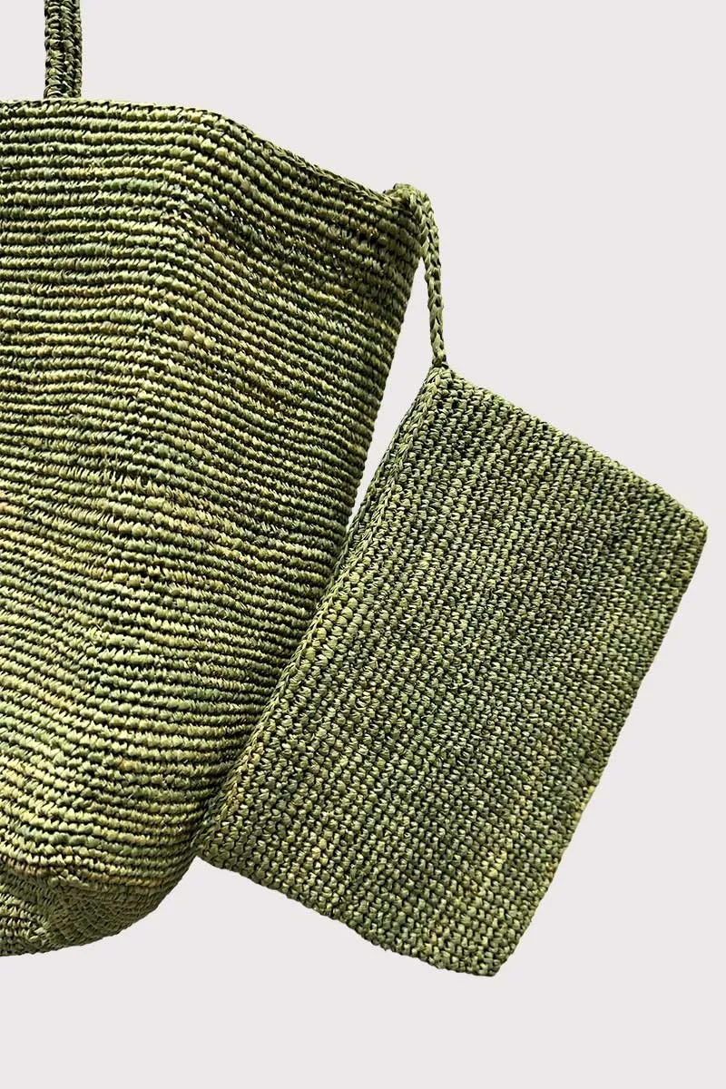 Sac en Raphia vert Mousse