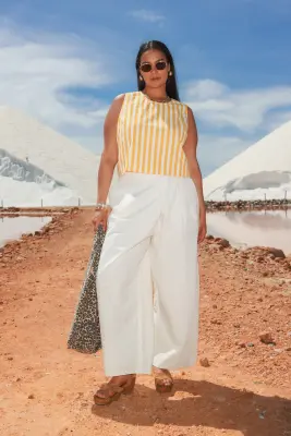Pantalon large en toile — photo 3