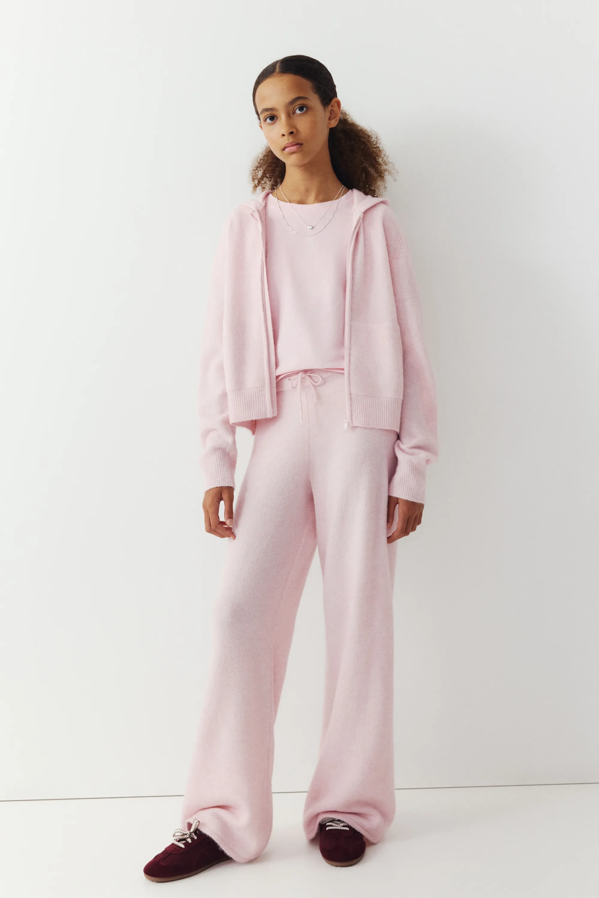 Pantalon jogger en maille fine - Rose clair