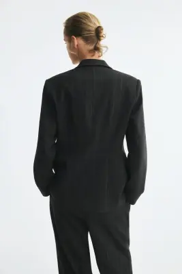 Blazer à fermeture croisée - Gris foncé/rayures tennis — photo 4