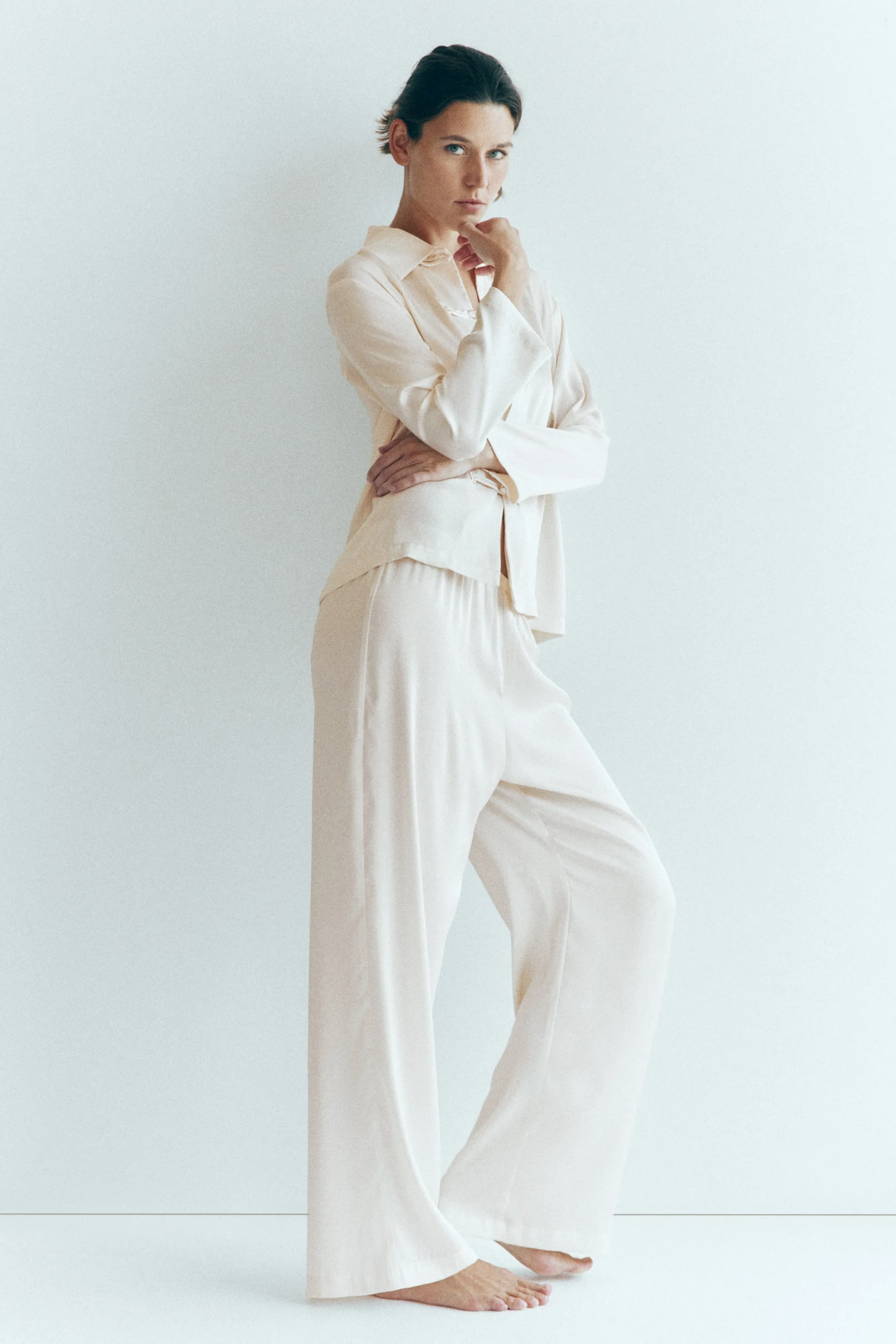 Pyjama en satin - Crème