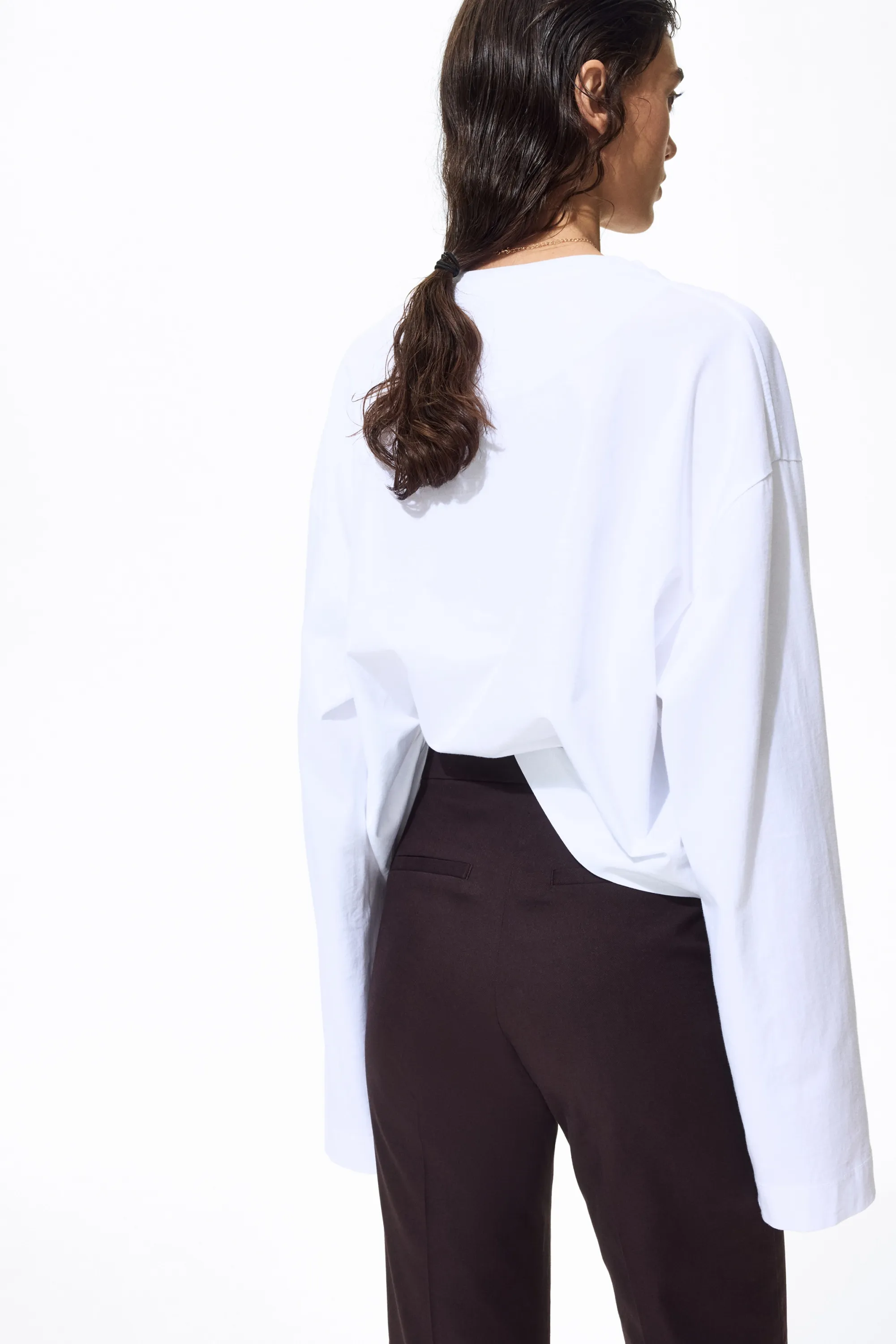 Pantalon chic en lin mélangé - Marron foncé