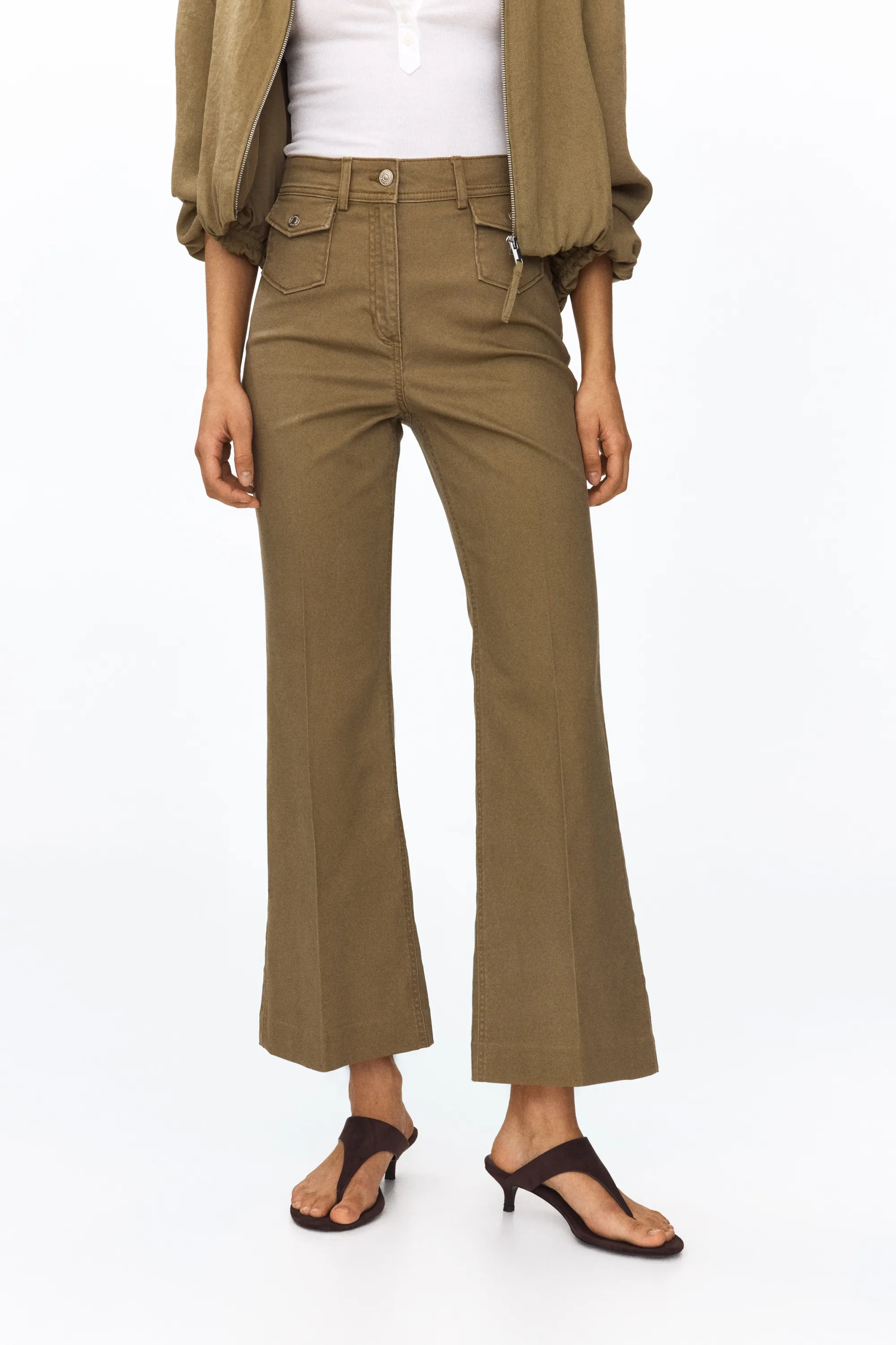 Pantalon évasé 7/8 - Vert kaki