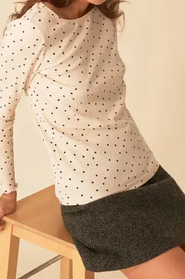 tee-shirt hailey ecru/pois noir — photo 1