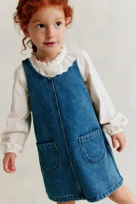 Robe chasuble en denim - Bleu denim — photo 2