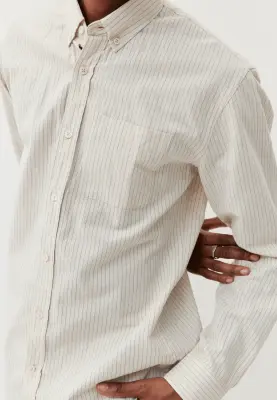 La chemise coton lin - Beige fines rayures — photo 5